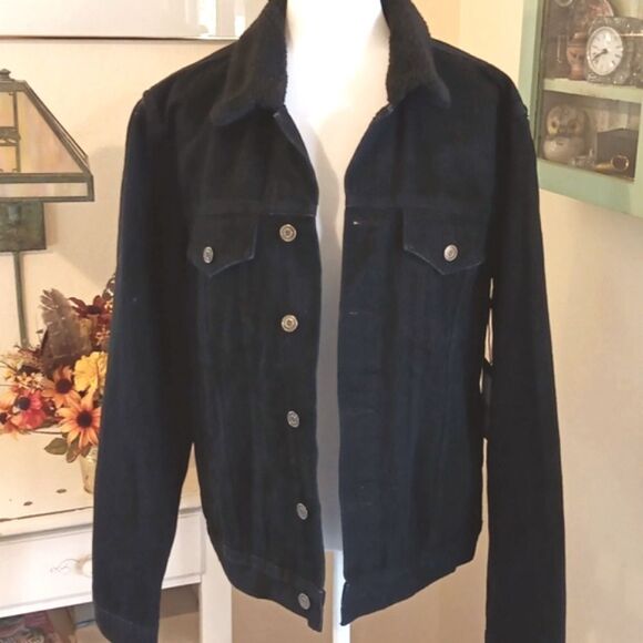 NWT American Vintage Manufacturing Company Black Denim Trucker's Jacket